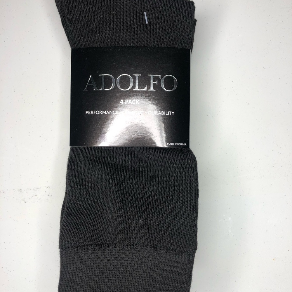 ADOLFO NWT Men’s Black Dress Socks Patterns 4 Pack Fits  Shoes size 61/2-12